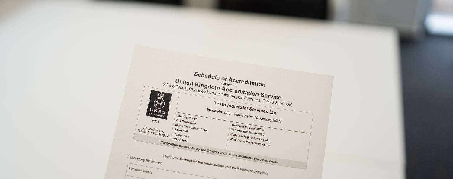 Screenshot of the UKAS Accreditation certificate