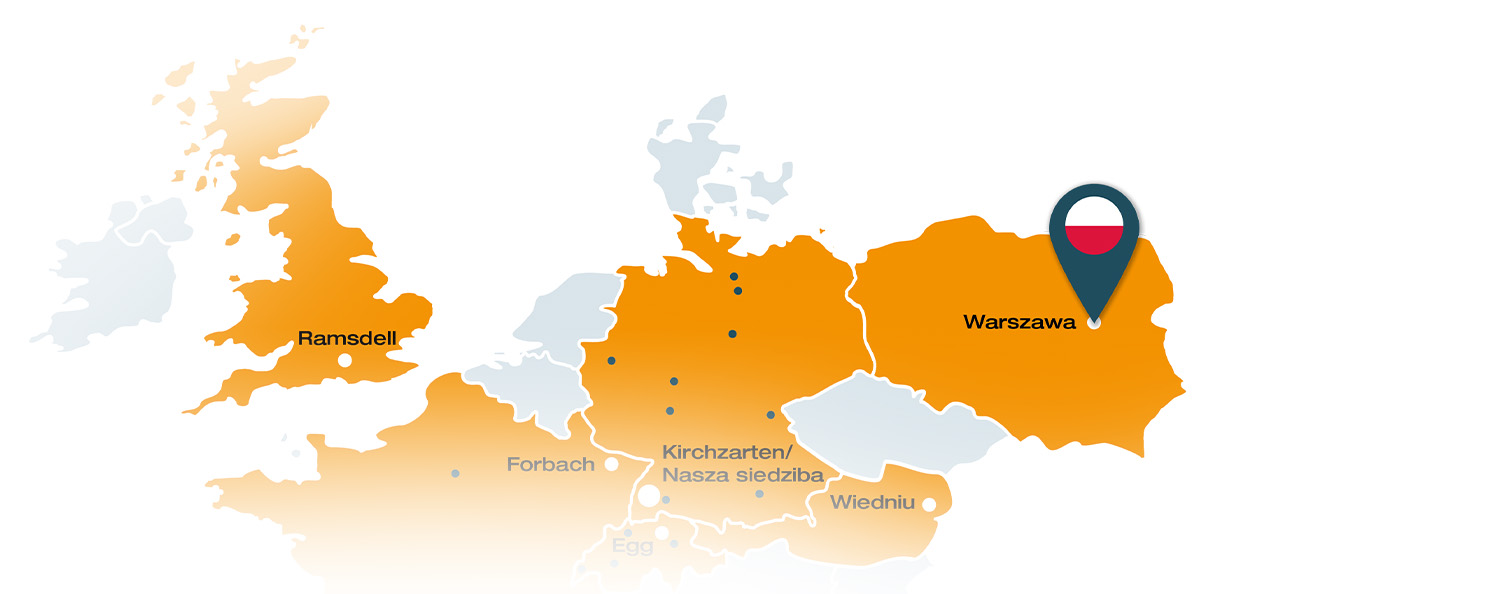 A pin marks our new location in Poland on a map.