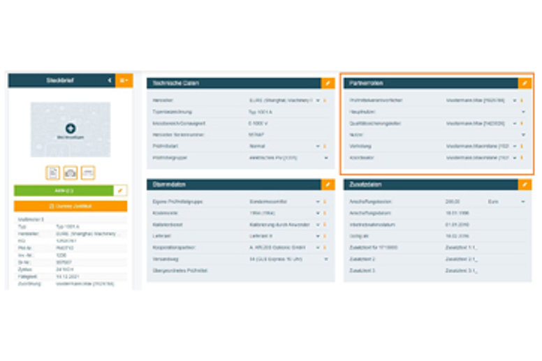 Test equipment details Partner functions Test equipment details in PRIMAS online